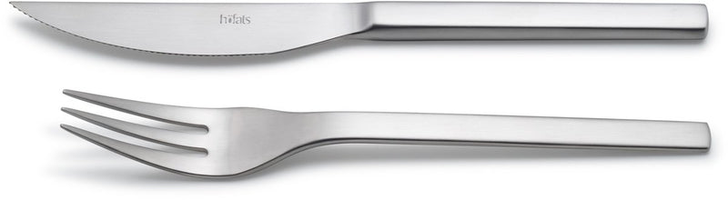 Höfats Steakbesteck 8-teiliges Besteckset für 4 Personen mit Steakmesser, Steakgabel und Holzbox, aus Edelstahl