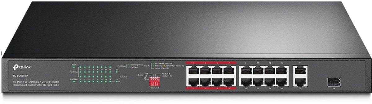 Tp-link TL-SL1218P Netzwerk-Switch unmanaged Gigabit Ethernet (10 100 1000) Power over Ethernet (POE) 1h schwarz
