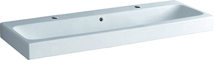 Geberit Icon Waschtisch 120x48,5x16cm 1 Becken 2 Hahnlöcher links und rechts mit Überlaufloch Keramik weiß glänzend