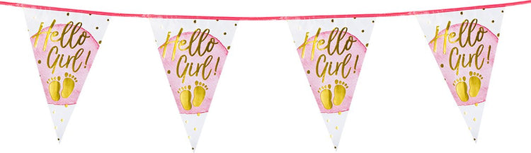 Boland - Folienflaggenlinie „Hallo Mädchen!“ - kein Thema - Babyparty