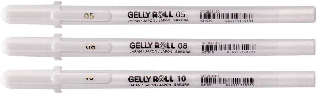 Sakura Gel Writer Gelly Roll Classic Set mit 3 Breiten weiß | 6 Stück