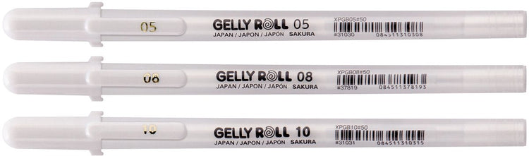 Sakura Gel Writer Gelly Roll Classic Set mit 3 Breiten weiß | 6 Stück