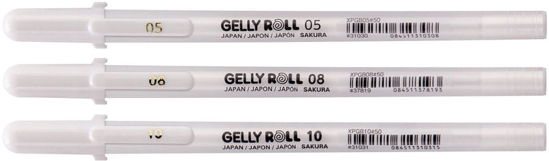 Sakura Gel Writer Gelly Roll Classic Set mit 3 Breiten weiß | 6 Stück