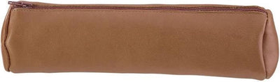 Oxford-Stiftetui 22x6cm Leder rund karamellbraun