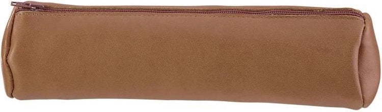 Oxford-Stiftetui 22x6cm Leder rund karamellbraun