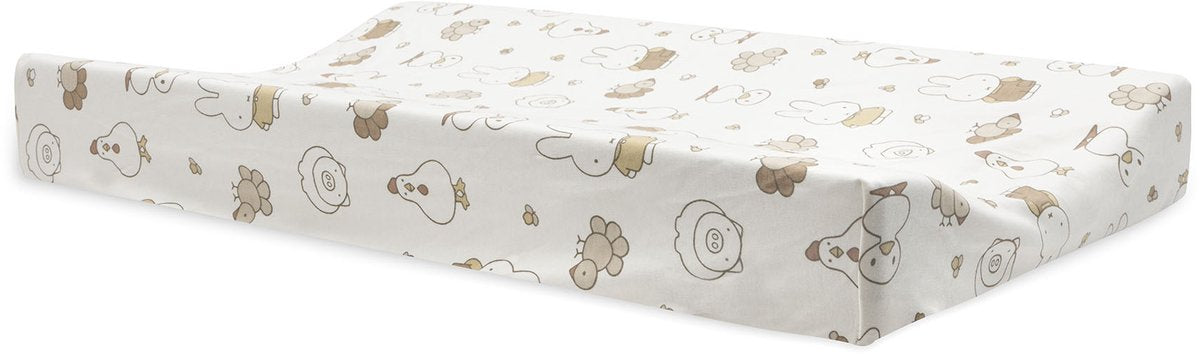 Jollein Wickelauflagenbezug – 50 x 70 cm – Cloudy Rib – Miffy Family Farm