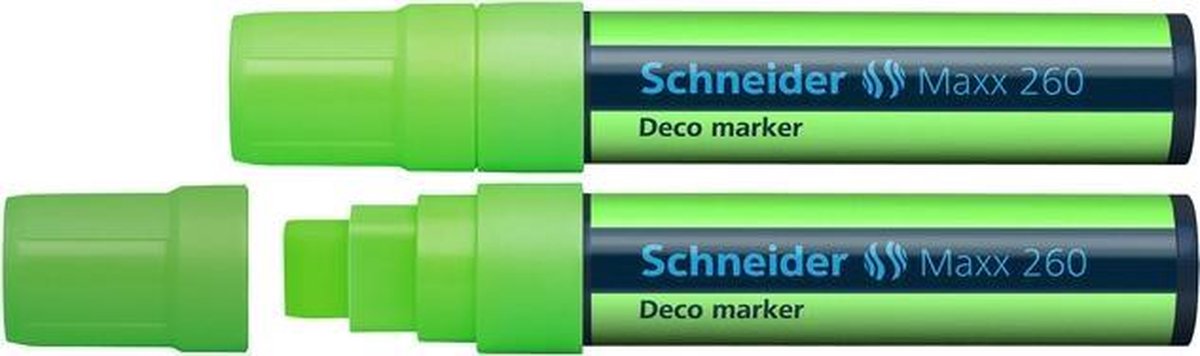 Schneider Schreibgeräte Schneider Kreidemarker – Maxx 260 – Fluorgrün – 2 Stück – Kreidemarker – S-126011-2