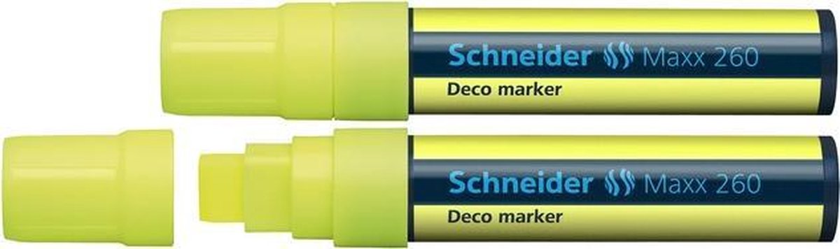 Schneider Schreibgeräte Schneider Kreidemarker – Maxx 260 – fluoreszierendes Gelb – 2 Stück – S-126005-2