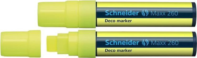 Schneider Schreibgeräte Schneider Kreidemarker – Maxx 260 – fluoreszierendes Gelb – 2 Stück – S-126005-2