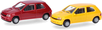 Herpa Renault Clio 16v rot gelb (Mini-Kit 2 Stk.)