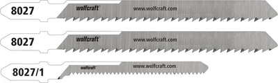 Wolfcraft – Acryl-Stichsägeblätter – Stichsägeblatt feiner gerader und gebogener Schnitt für – HCS-Sägeblätter mit T-Schaft – speziell für Acryl und Acrylglas – 8027000