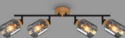 Briloner - Hema - Spot, mit Holz, Rauchglas, 4x E27 max. 10w