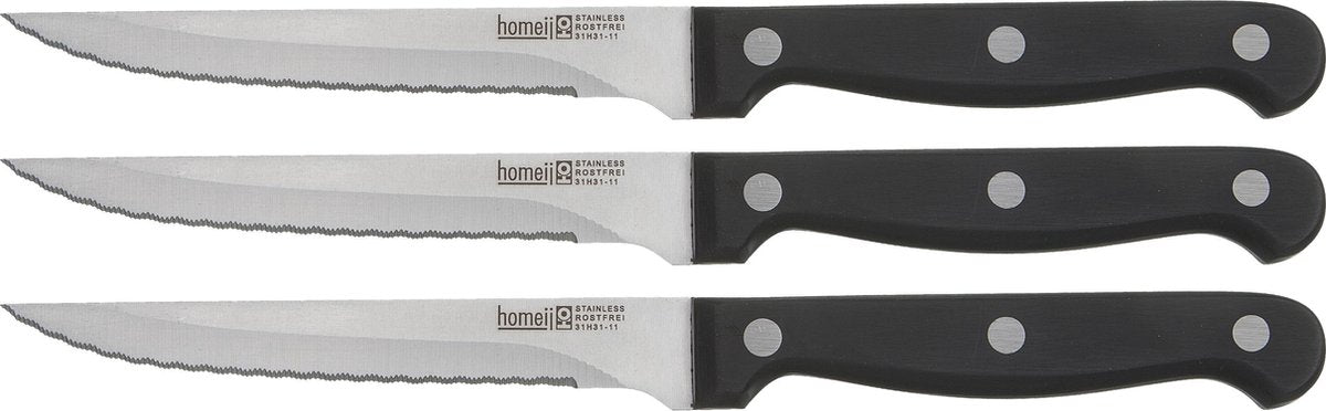 Homey's Cooking Equip Steakmesserset – 3-teilig – ABS aus Edelstahl – Mikroverzahnung