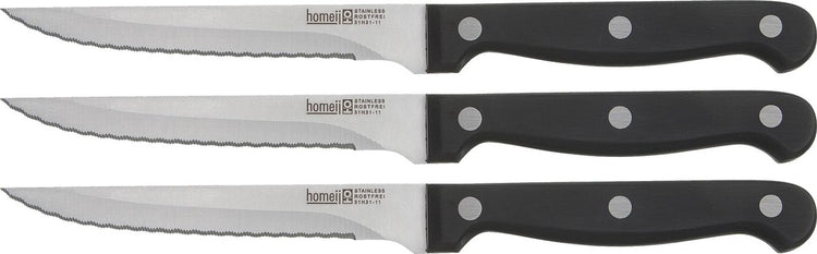Homey's Cooking Equip Steakmesserset – 3-teilig – ABS aus Edelstahl – Mikroverzahnung