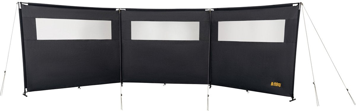 Abbey Camp Windschutz mit Oberrohr – grau – ca. 500 x 145 cm – mit Fenster