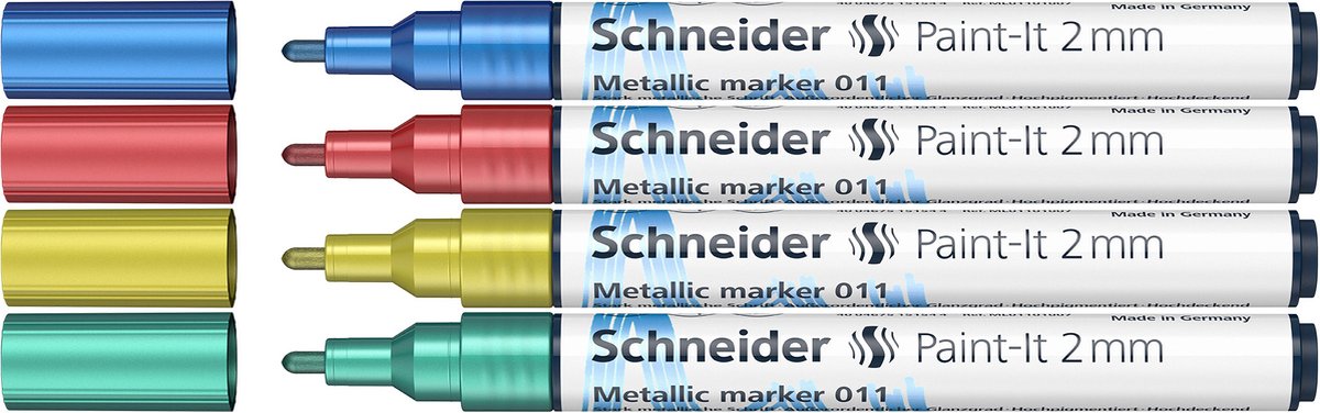 Schneider Schreibgeräte Schneider Metallic Marker – Paint-it 011 – Strichstärke 2 mm – 4 Stück – s-ml01111502