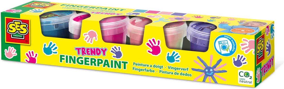 SES Fingerfarbe trendige Farben, 4x110ml