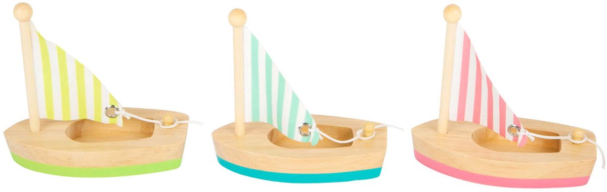 Kleines Fußspielzeug aus Holz Segelbooten, 3 Set von 3