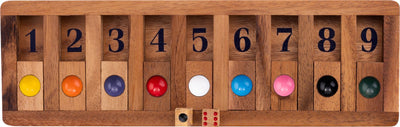 Longfield Shut the Numbers – Holzwürfelspiel – Akazienholz – inklusive 2 Würfel – Engelsherz