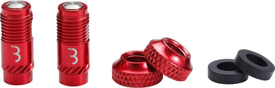 BBB Cycling CoreCap – Universal-Ventil-Upgrade-Set – 300 % mehr Luftstrom – passend für alle Pumpen – Presta- bis Schrader-Format – 2 Stück – Rot – BTI-165