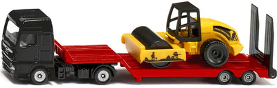 Siku 1760, Mann-LKW mit Tieflader und Walze, 1:87, Metall-Kunststoff, mehrfarbig, Spielzeugset, abnehmbarer Tieflader, bewegliche Walze