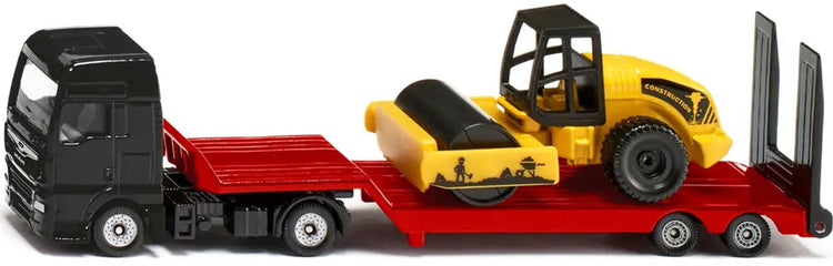 Siku 1760, Mann-LKW mit Tieflader und Walze, 1:87, Metall-Kunststoff, mehrfarbig, Spielzeugset, abnehmbarer Tieflader, bewegliche Walze