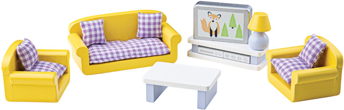 Tidlo Wooden Dollhouse Möbel Wohnzimmer, 9dlg.