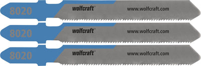 Wolfcraft - 3 Stichsägeblätter für Stahl bis 1 mm - Feinschnitt - Stahlplatte - 8020000