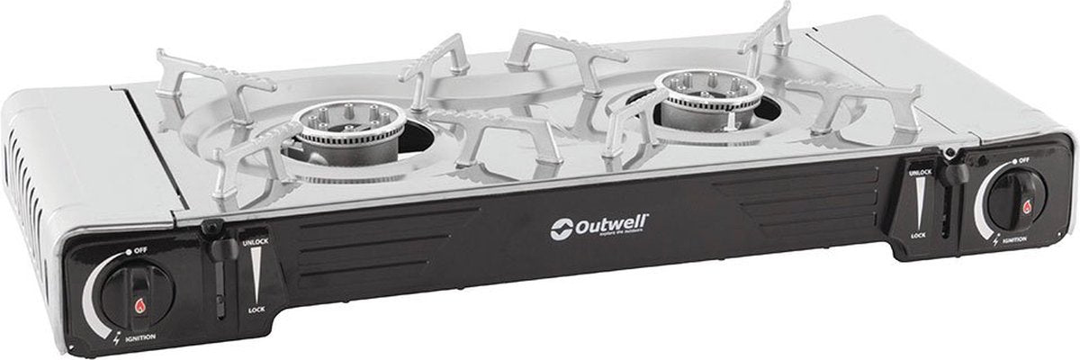 Outwell – Gaskocher – Camping – tragbar – Vorspeise – Maxi – 2 Brenner – silbergrau