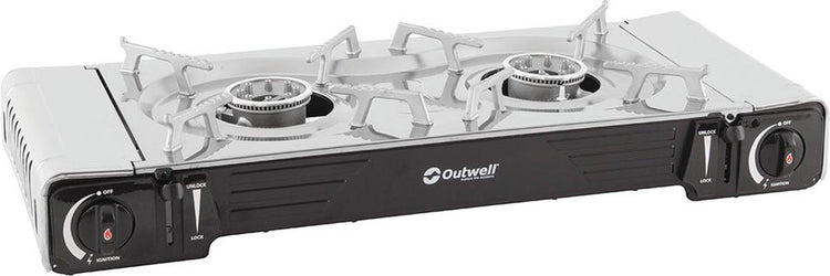 Outwell – Gaskocher – Camping – tragbar – Vorspeise – Maxi – 2 Brenner – silbergrau