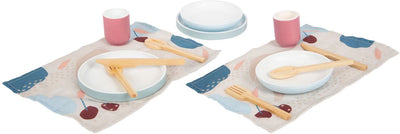 Kleiner Fußholzkoppigungsset mit Placematen, 18dlg.