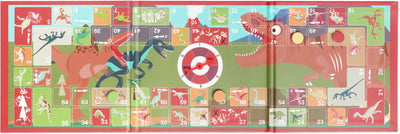 Kratzmagnetisches Brettspiel zum Mitnehmen – Gänsebrett – Dino – 58 x 18,5 x 0,5 cm – 5 Jahre