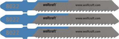 Wolfcraft - Stichsägeblätter aus Stahl 6 mm - 3 Stück - Feinschnitt - Stichsägeblatt HSS T-Schaft - 8022000