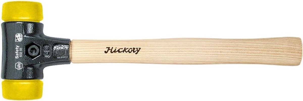 Wiha Kunststoff-Sicherheitshammer mittelhart mittelhart mit Hickory-Stiel, runder Schlagkopf – 26643