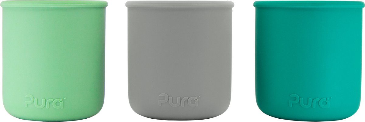 Pura my-my™ - Silikon - Trinkbecher - 3er-Pack - Mint, Grau und Moos