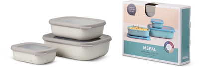 Mepal - Multi Bowl Cirqula Frischhaltedosen-Set - 500 + 1000 + 2000 ml - rechteckig - Nordic White
