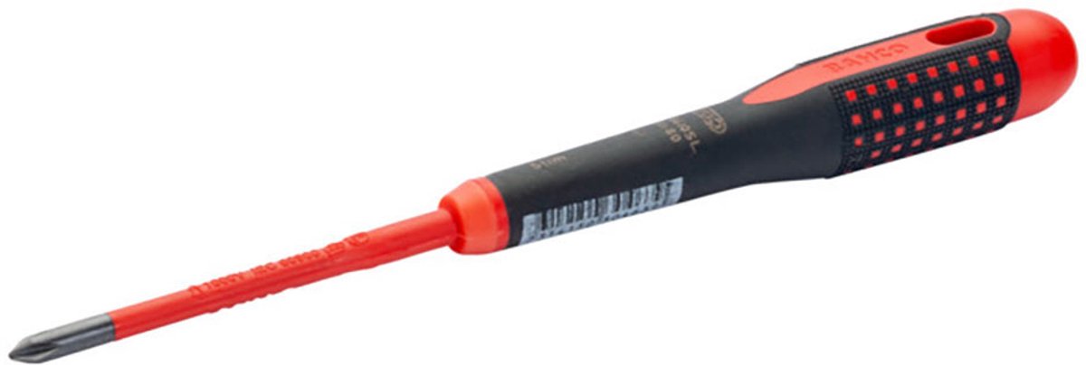 Isolierter schlanker Ergo™-Kreuzschlitzschraubendreher von Bahco mit PH1-Dreikomponentengriff, rot
