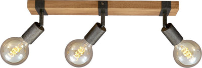 Briloner Leuchten Holz Basic - Deckenleuchte - Strahler drehbar - 3xe27 max. 25 W – Material: Holz und Metall – Farbe: Schwarz und Metallgrau