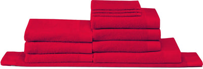 Seepferdchen-Kombinationsset reinrot Badezimmerset (3x wh, 1x bm 50x90, 6x bd 1 dl)