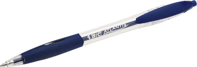Kugelschreiber Bic Atlantis mit blauem Griff, nachfüllbarer Druckknopfclip