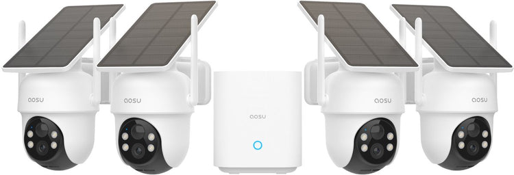 Aosu Solarcam D1 Classic Kit – 4 Sicherheitskameras mit 2K-Auflösung – 360°-Ansicht, KI-Tracking