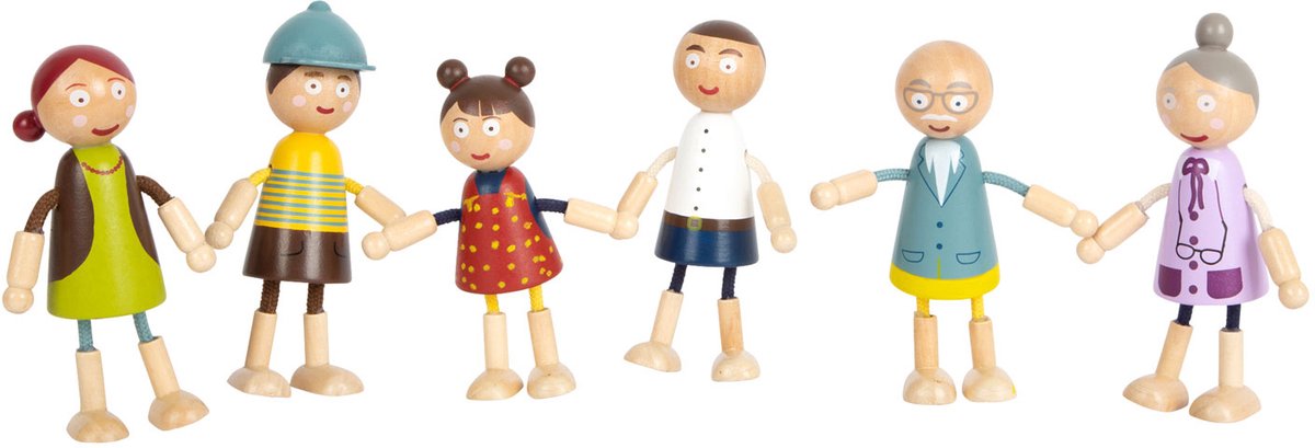 Kleiner Fußholzpuppenhaus Bigbarar Familie, 6st.