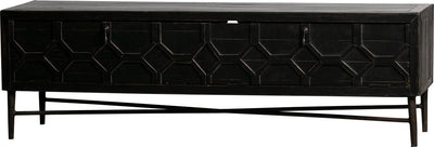 Woood Bequest TV-Möbel-Couchtisch – Mangoholz – Schwarz – 50 x 160 x 45 cm