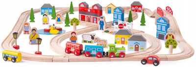 Bigjigs Holzzug Set City and Land, 101dlg.