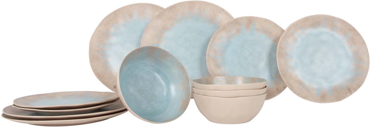 Gimex Stone Line Geschirr - Beige - 12 Stück