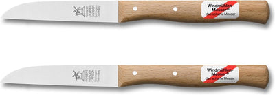 Robert Schäfermühlenmesser – Gemüsemesser – gerade Klinge 85 mm – Edelstahl – Griff aus Buchenholz – 2 Stück