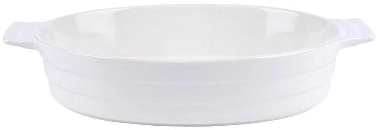 Markenlose Sans-Marque-Premium-Keramik-Auflaufform in Weiß | mit 1,5 Liter Fassungsvermögen | oval | spülmaschinenfest | hitzebeständig bis 200 Grad Celsius | perfekte Geschenkoption für Backbegeisterte | 31x18,5x6cm