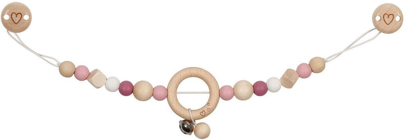 Goki Holz Kinderwagenkette Herz rosa mit Clips