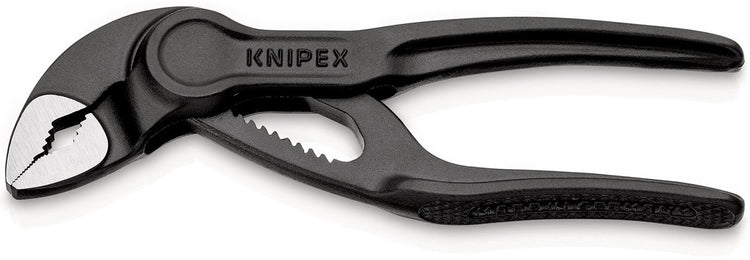 Knipex cobra® xs Rohr- und Wasserpumpenzange | 100mm Länge | rough surfaces | Erleichterung | grau atramentiert - 87 00 100 sw
