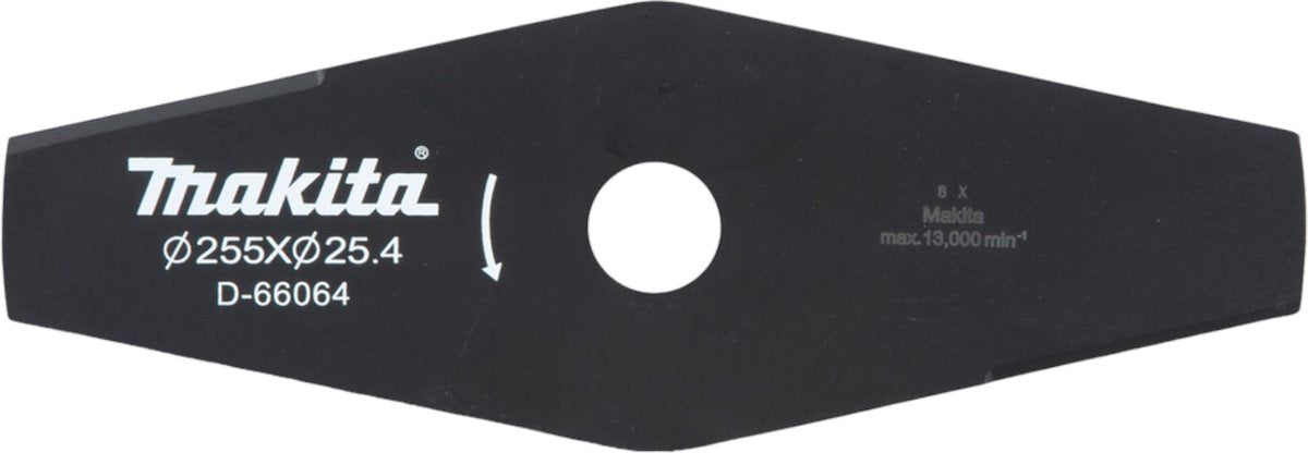 Makita 2-Zahn-Grasschneidemesser Stahl zwei Zähne für Sensen und Freischneider 255 x 25,4 mm (D-66064)